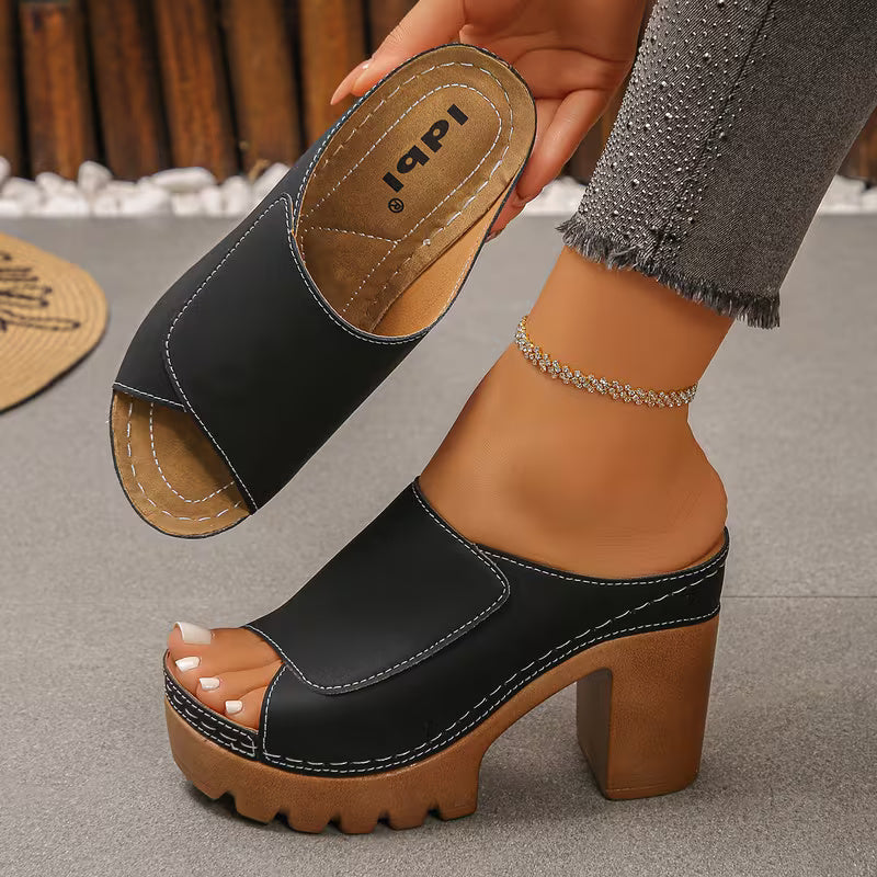 Sandalias con Tacón Elegantes y Punta redonda