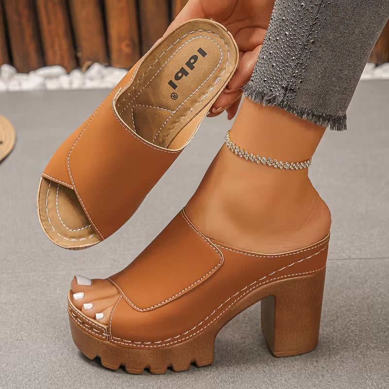 Sandalias con Tacón Elegantes y Punta redonda