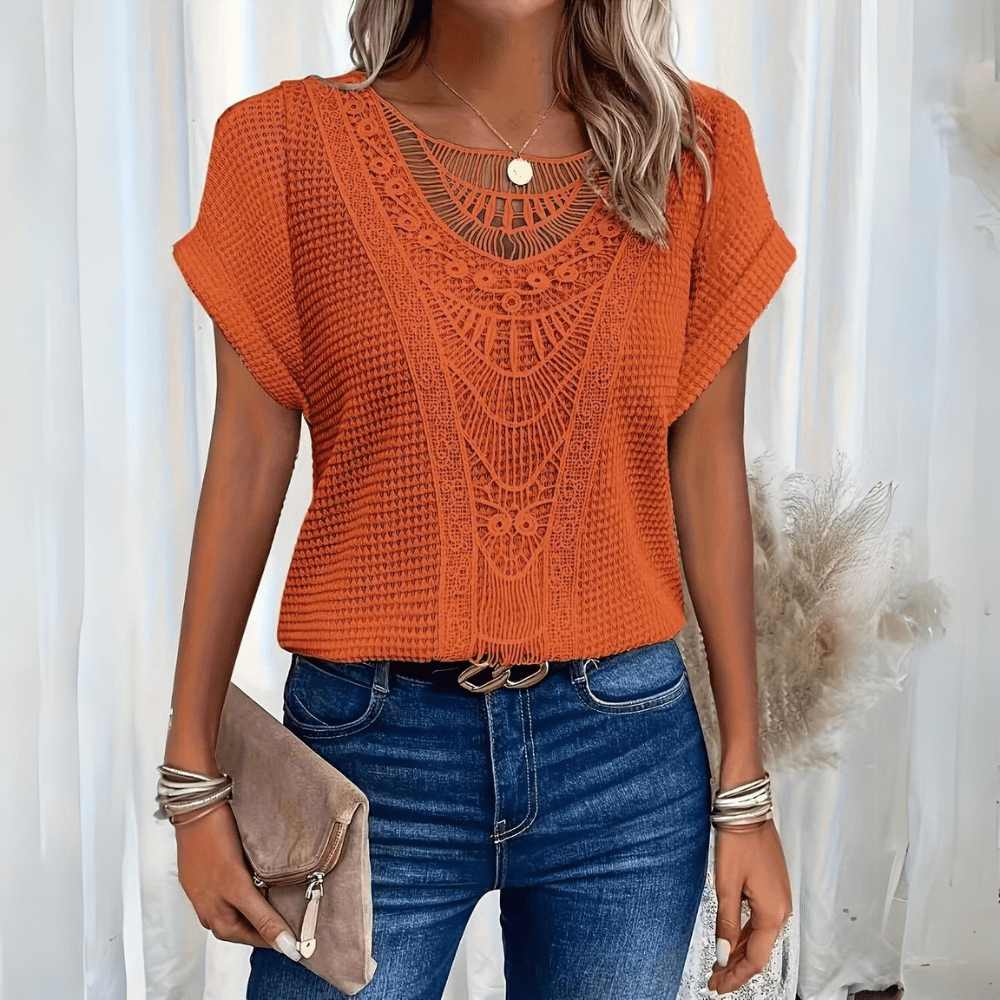 Blusa De Manga Murciélago con encaje