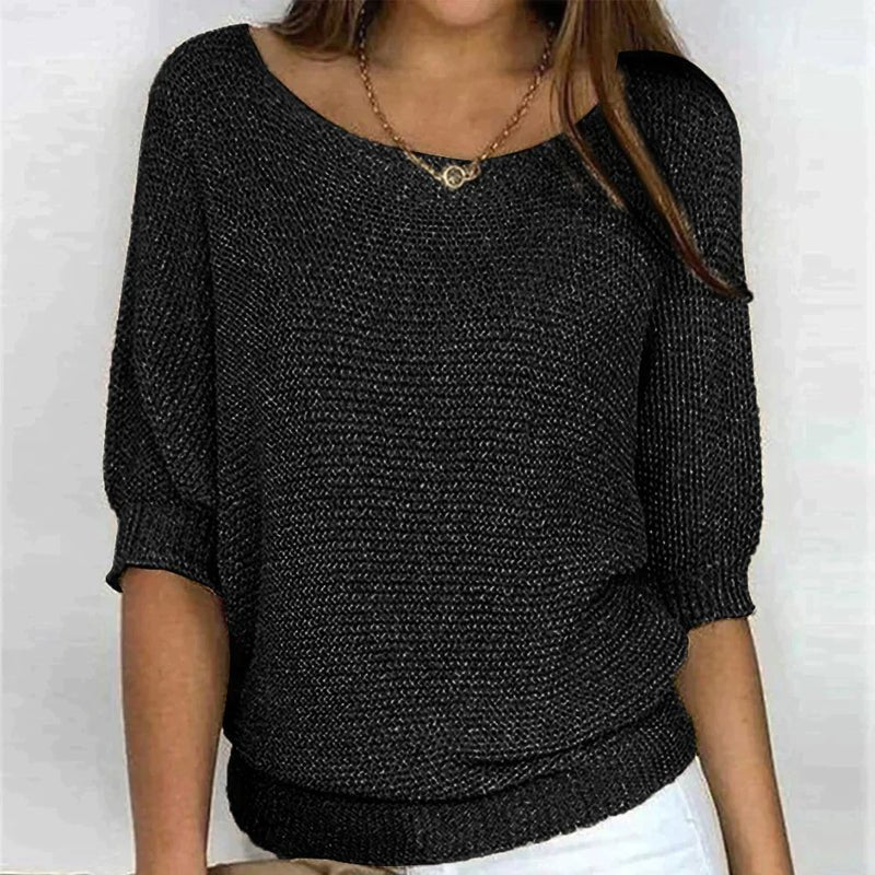 Blusa punto acogedor con cuello redondo