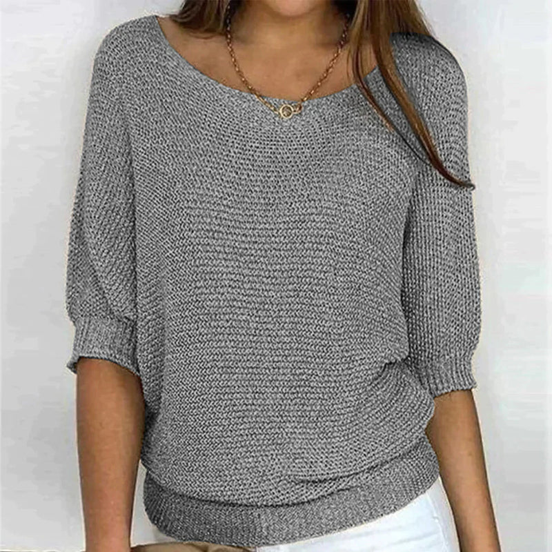 Blusa punto acogedor con cuello redondo