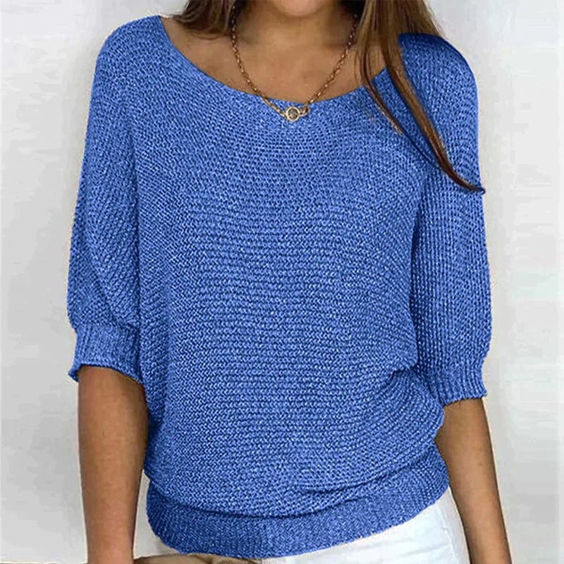 Blusa punto acogedor con cuello redondo