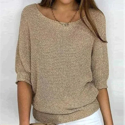 Blusa punto acogedor con cuello redondo