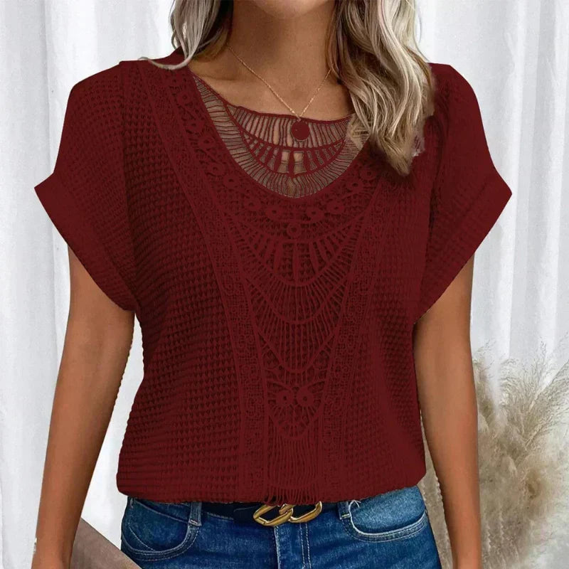 Blusa De Manga Murciélago con encaje