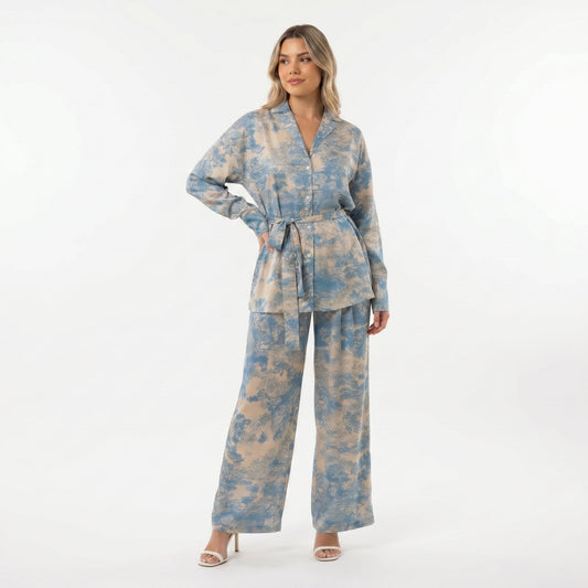 Conjunto Estampado Mujer  y Pantalón de Pierna Ancha